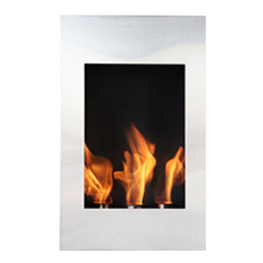 the bio flame xelo 19-inch built-in ethanol fireplace close up in stainless steel finish