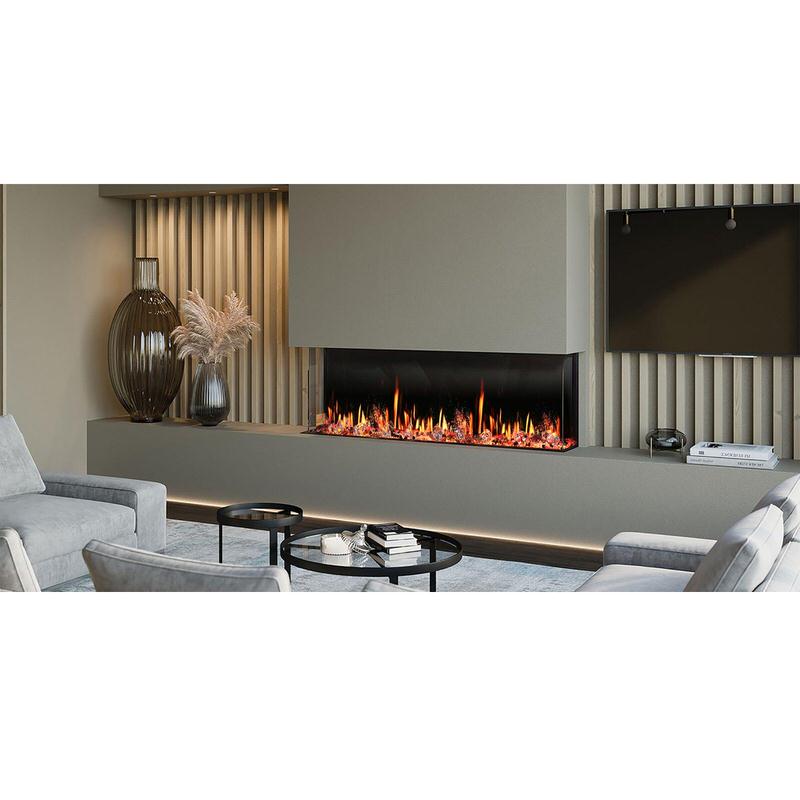 Image of Home Luxury USA’s Warmcastle 3-Side Smart HD LED Electric Fireplace, featuring unparalleled ambiance with advanced HD LED technology and smart controls. This versatile, elegant fireplace is perfect for enhancing any room, offering an efficient heating solution.
