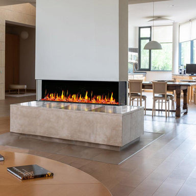 Image of Home Luxury USA’s Warmcastle 3-Side Smart HD LED Electric Fireplace, featuring unparalleled ambiance with advanced HD LED technology and smart controls. This versatile, elegant fireplace is perfect for enhancing any room, offering an efficient heating solution.